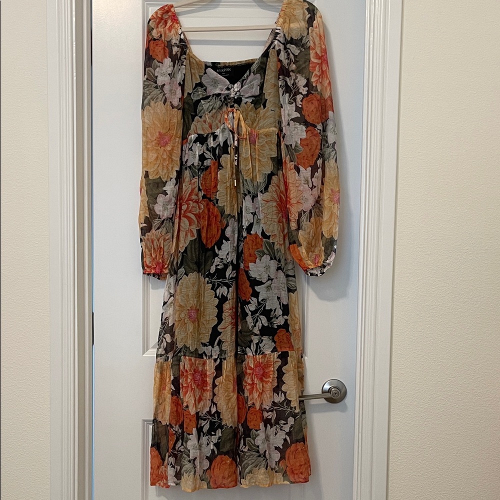 NWOT! MINKPINK Multicolor Floral Long Sleeve Dress, Size S - Picture 2 of 11